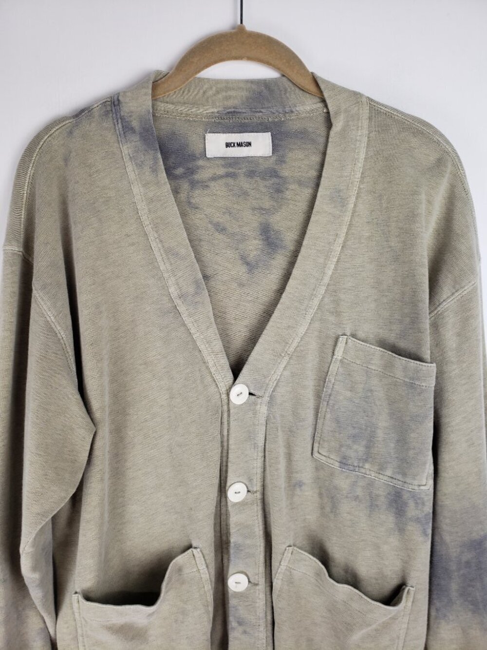 Buck Mason Cotton Cardigan 3-Pocket V-Neck Neutral Dyed Womens Medium - Picture 3 of 7